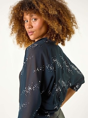 Roman Blue Sequin Chiffon Detail Coverups - Image 2 of 5