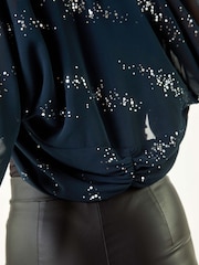 Roman Blue Sequin Chiffon Detail Coverups - Image 5 of 5