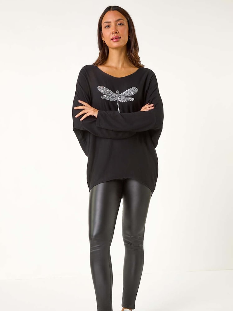 Negro - Roman Dragonfly Knitted Stretch Top - Imagen 1 de 6 Negro - Roman Dragonfly Knitted Stretch Top - Imagen 1 de 6