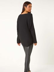 Roman Black Dragonfly Knitted Stretch Top - Image 3 of 6