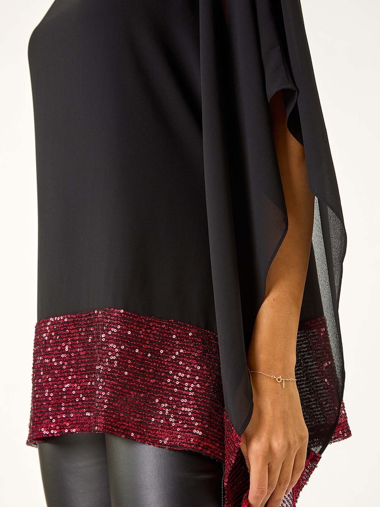 Rojo - Blusa con dobladillo de lentejuelas en contraste de Roman - Imagen 6 de 6 Rojo - Blusa con dobladillo de lentejuelas en contraste de Roman - Imagen 6 de 6