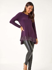 Morado - Túnica elástica con lentejuelas de Roman - Imagen 1 de 5
