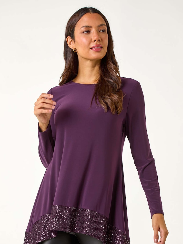 Morado - Túnica elástica con lentejuelas de Roman - Imagen 2 de 5
