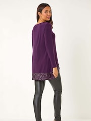 Morado - Túnica elástica con lentejuelas de Roman - Imagen 3 de 5