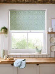 Sage Green Spot Print Ready Made Blackout Kitchen Moisture Resistant Roller Blind - Image 1 of 6