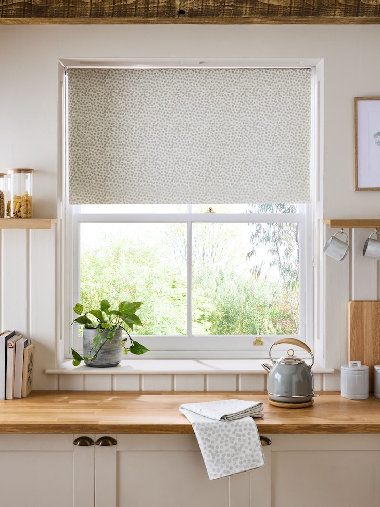 Natural Spot Print Ready Made Blackout Kitchen Moisture Resistant Roller Blind - Image 1 of 6