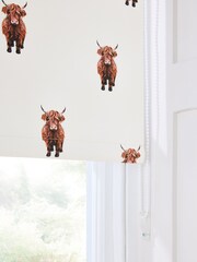 Natural Hamish the Highland Cow Ready Made Blackout Roller Kitchen Blind - Image 4 of 7