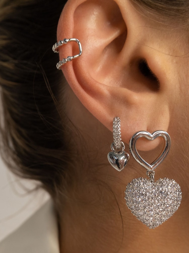 Luv Aj Silver Core Puffy Heart Huggies - Image 2 of 4