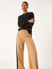 Roman Brown Side Stripe Wide Leg Trousers - Image 2 of 5
