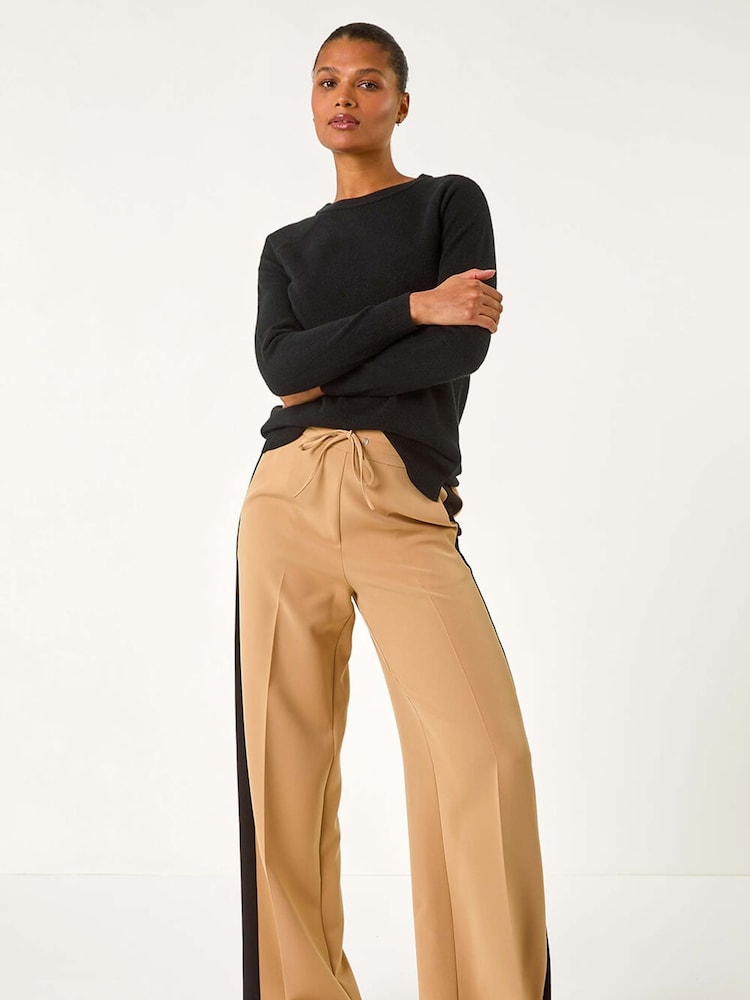 Roman Brown Side Stripe Wide Leg Trousers - Image 2 of 5