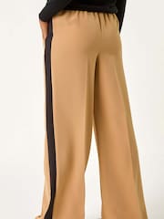 Roman Brown Side Stripe Wide Leg Trousers - Image 3 of 5