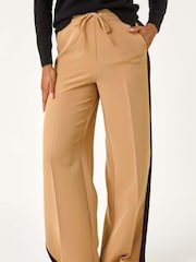 Roman Brown Side Stripe Wide Leg Trousers - Image 4 of 5