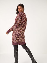 Roman Red Geometric Print Jacquard Knitted Jumper Dress - Image 4 of 6