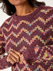 Roman Red Geometric Print Jacquard Knitted Jumper Dress - Image 6 of 6