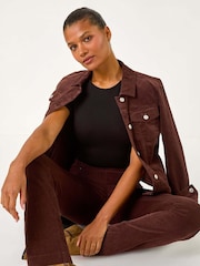 Roman Brown Corduroy Straight Stretch Jeans Trousers - Image 1 of 5