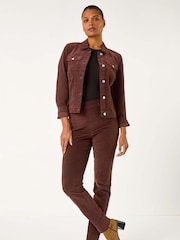 Roman Brown Corduroy Straight Stretch Jeans Trousers - Image 2 of 5