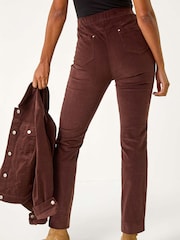 Roman Brown Corduroy Straight Stretch Jeans Trousers - Image 3 of 5