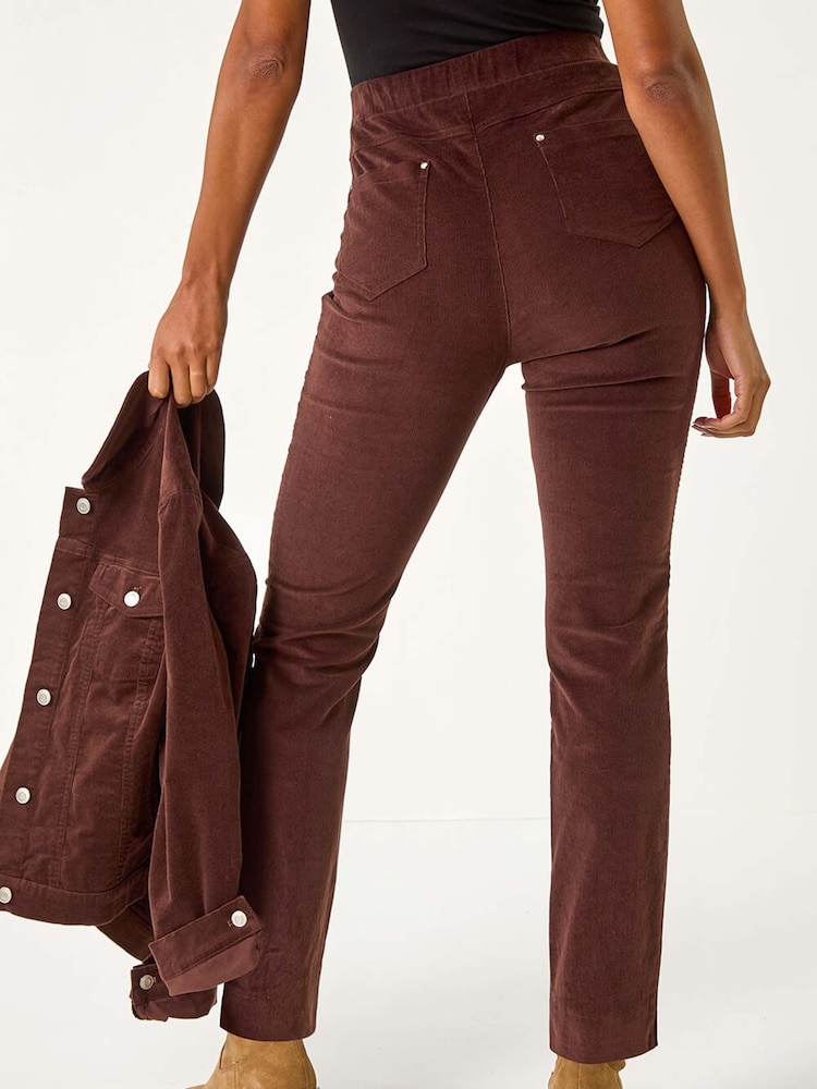 Roman Brown Corduroy Straight Stretch Jeans Trousers - Image 3 of 5