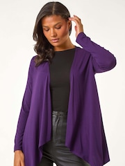 Roman Purple Waterfall Front Jersey Knit Cardigan - Image 1 of 5