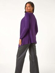 Roman Purple Waterfall Front Jersey Knit Cardigan - Image 3 of 5