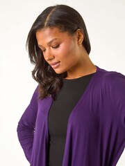 Roman Purple Waterfall Front Jersey Knit Cardigan - Image 4 of 5