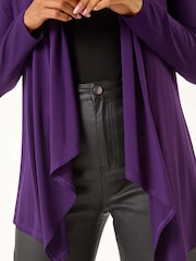 Roman Purple Waterfall Front Jersey Knit Cardigan - Image 5 of 5