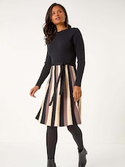 pardo - Roman Roman de malha verticais Stripe Dress - Imagem 5 de 6