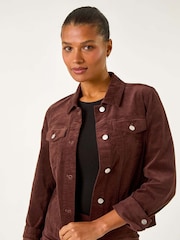 Roman Brown Corduroy Pocket Detail Stretch Jacket - Image 4 of 5
