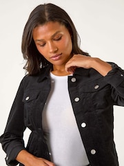 Roman Black Corduroy Pocket Detail Stretch Jacket - Image 1 of 5