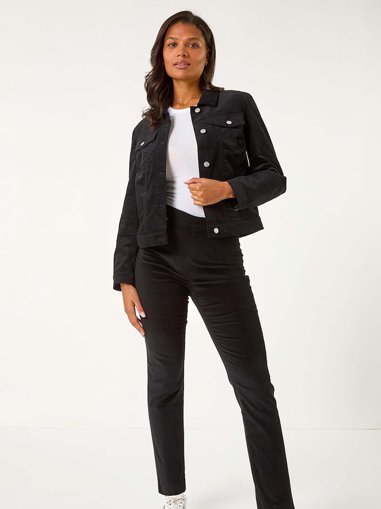 Roman Black Corduroy Pocket Detail Stretch Jacket - Image 2 of 5