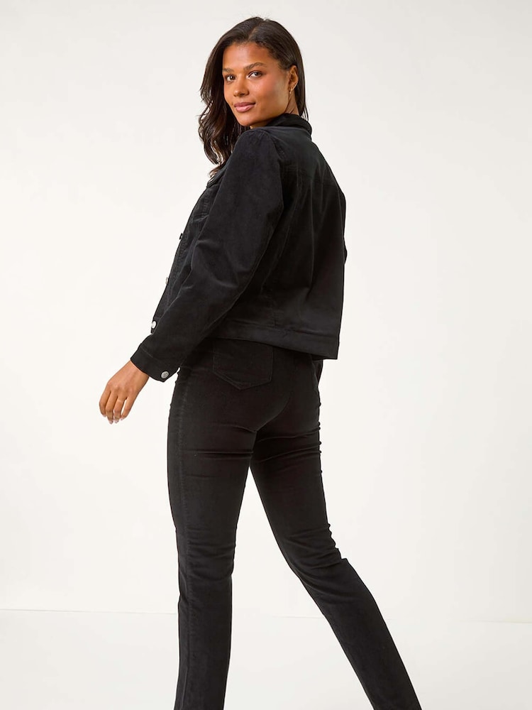 Roman Black Corduroy Pocket Detail Stretch Jacket - Image 3 of 5
