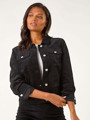 Roman Black Corduroy Pocket Detail Stretch Jacket - Image 4 of 5