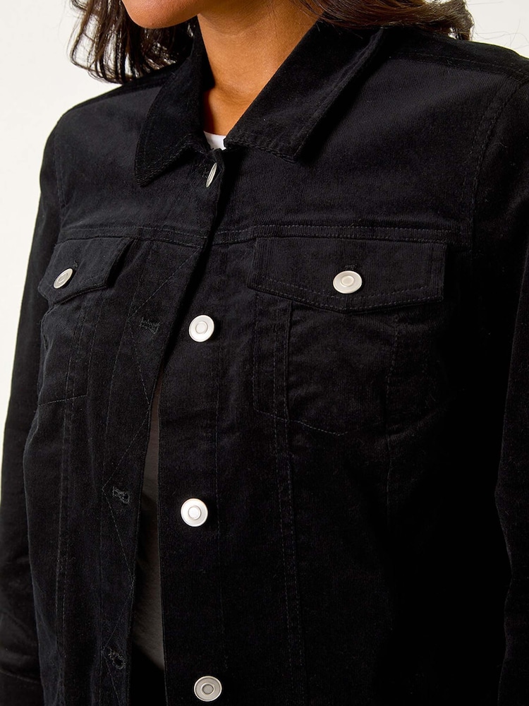 Roman Black Corduroy Pocket Detail Stretch Jacket - Image 5 of 5