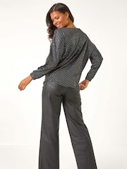 Roman Black Bubble Hem Stretch Top - Image 5 of 6