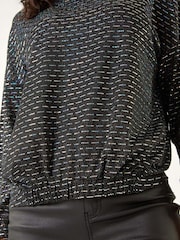 Roman Black Bubble Hem Stretch Top - Image 6 of 6
