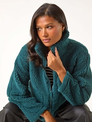 Roman Green Funnel Neck Fleece Jacket - Image 1 of 5