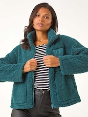 Roman Green Funnel Neck Fleece Jacket - Image 4 of 5