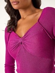 Roman Purple Sweetheart Neck Ruched Knit Jumper - Image 5 of 5