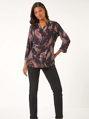 Roman Red Textured Paisley Print Shirt - Image 2 of 5