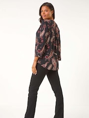 Roman Red Textured Paisley Print Shirt - Image 3 of 5