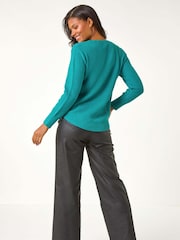 Roman Blue Textured Curved Hem Jumper - Image 3 of 5