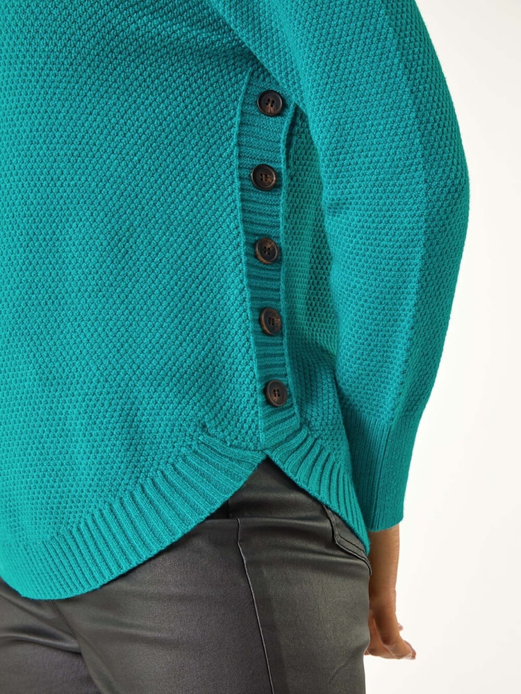 Roman Blue Textured Curved Hem Jumper - Image 5 of 5