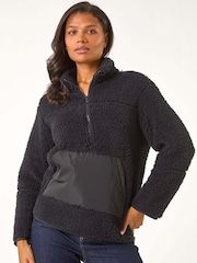 Roman Black Half Zip Fleece Jacket - Image 1 of 5