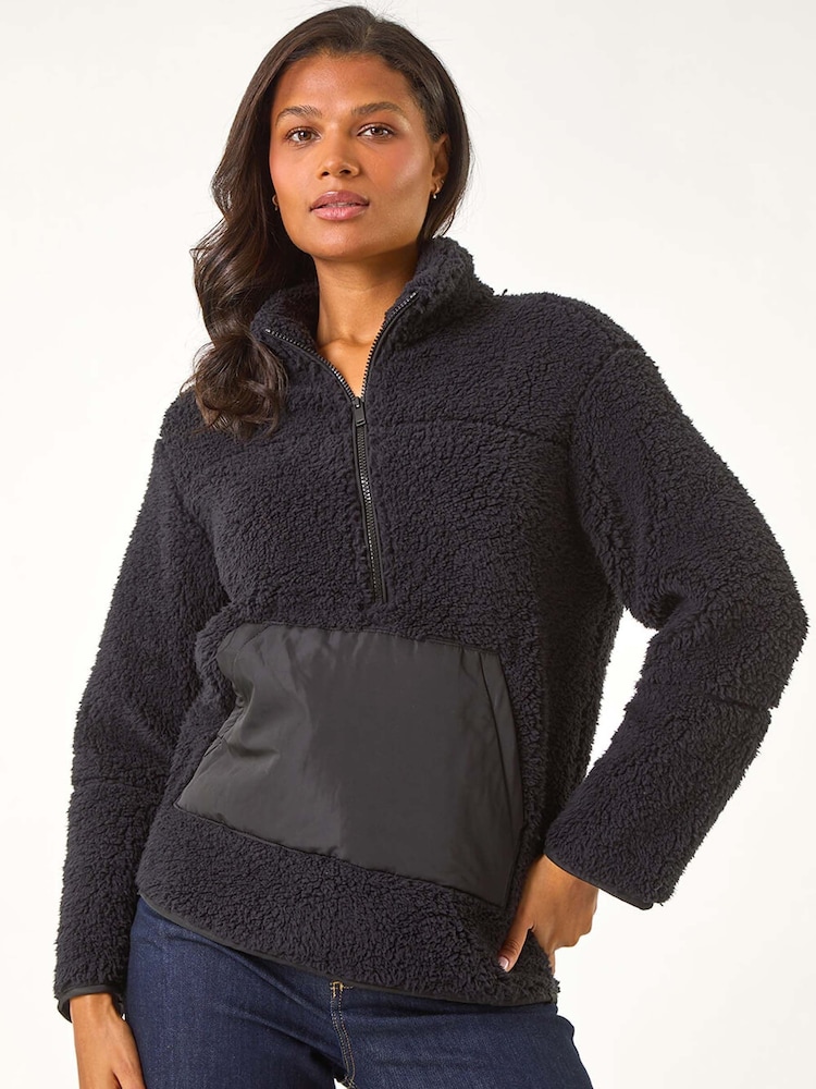 Roman Black Half Zip Fleece Jacket - Image 1 of 5