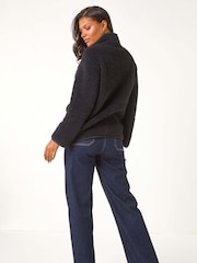 Roman Black Half Zip Fleece Jacket - Image 3 of 5