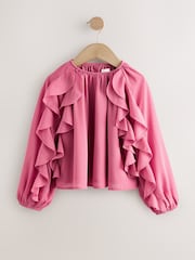 Pink Ruffle Long Sleeve Blouse (3-16yrs) - Image 5 of 8
