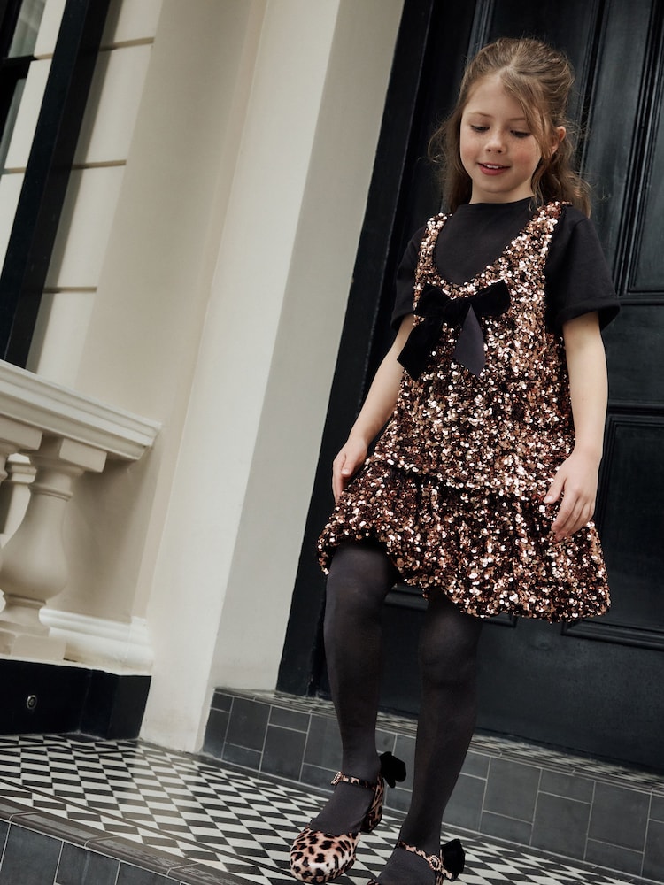 Bronze Sequin Dress and T-Shirt Set (3-16yrs) - Image 1 of 7 Bronze Sequin Dress and T-Shirt Set (3-16yrs) - Image 1 of 7