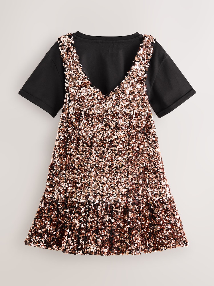 Buy Bronze Sequin Dress and T-Shirt Set (3-16yrs) from Next USA