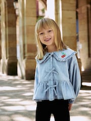 Blue Denim Collar Long Sleeve Blouse (3-16yrs) - Image 1 of 8