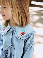 Blue Denim Collar Long Sleeve Blouse (3-16yrs) - Image 4 of 8
